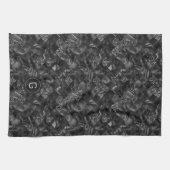 Modernes Mit Monogramm Schwarzes Imitat Glitzer Pa Geschirrtuch (Horizontal)