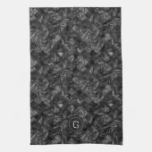 Modernes Mit Monogramm Schwarzes Imitat Glitzer Pa Geschirrtuch (Vertikal)