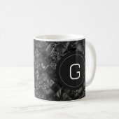 Modernes Mit Monogramm Schwarzes Imitat Glitzer Pa Kaffeetasse (VorderseiteRechts)