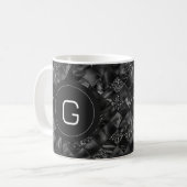 Modernes Mit Monogramm Schwarzes Imitat Glitzer Pa Kaffeetasse (Vorderseite Links)