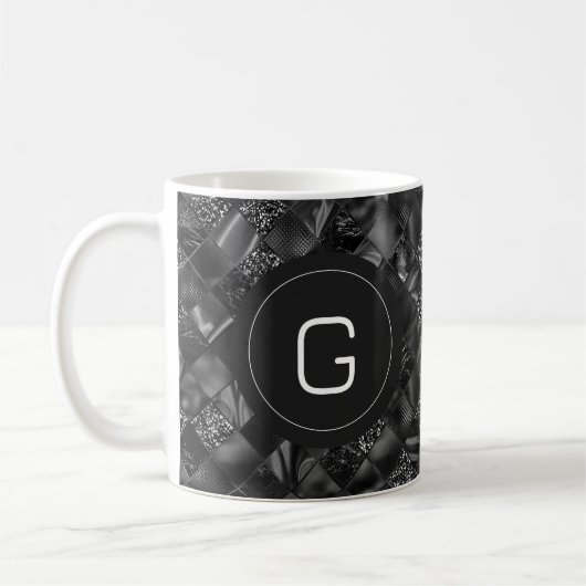 Modernes Mit Monogramm Schwarzes Imitat Glitzer Pa Kaffeetasse (Links)