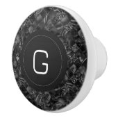 Modernes Mit Monogramm Schwarzes Imitat Glitzer Pa Keramikknauf (Rechts)