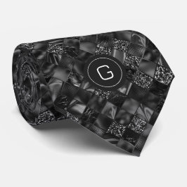 Modernes Mit Monogramm Schwarzes Imitat Glitzer Pa Krawatte
