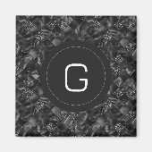 Modernes Mit Monogramm Schwarzes Imitat Glitzer Pa Magnet (Vorne)