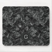 Modernes Mit Monogramm Schwarzes Imitat Glitzer Pa Mousepad (Vorne)