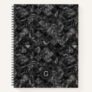 Modernes Mit Monogramm Schwarzes Imitat Glitzer Pa Notizblock