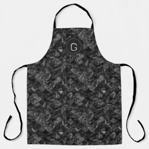 Modernes Mit Monogramm Schwarzes Imitat Glitzer Pa Schürze