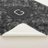 Modernes Mit Monogramm Schwarzes Imitat Glitzer Pa Sherpadecke (3/4)
