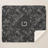 Modernes Mit Monogramm Schwarzes Imitat Glitzer Pa Sherpadecke (Vorderseite (Horizontal))