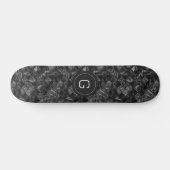 Modernes Mit Monogramm Schwarzes Imitat Glitzer Pa Skateboard (Horizontal)