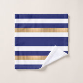 Modernes Mit Monogramm Set mit blauem Streifen. (Waschlappen)