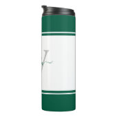 Modernes Mit Monogramm Skript Emerald Green Thermosbecher (Nach rechts gedreht)