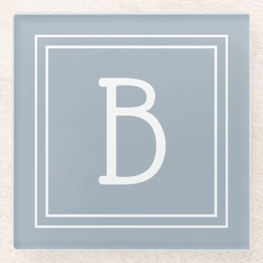 Modernes Mit Monogramm Soft Blue & White Initial Glasuntersetzer (Vorderseite)