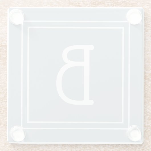 Modernes Mit Monogramm Soft Blue & White Initial Glasuntersetzer (Rückseite)