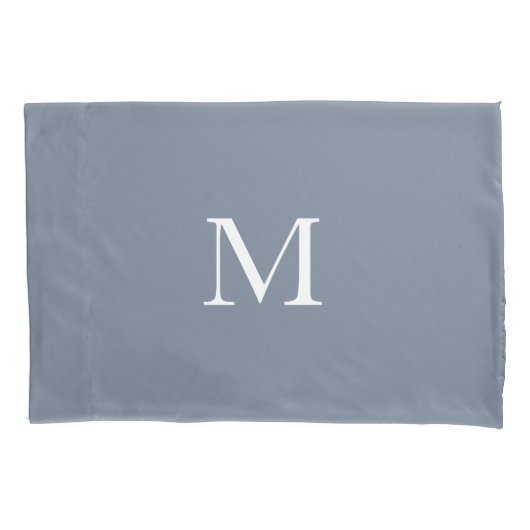 Modernes Mit Monogramm Solid Dusty Blue Kissenbezug (Vorderseite-Links)