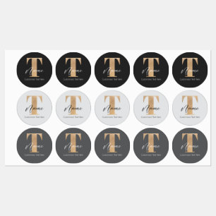 Modernes Mit Monogramm T & Name Personalisiert Etiketten