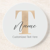 Modernes Mit Monogramm T & Name Personalisiert Getränkeuntersetzer (Vorne)