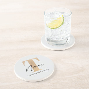 Modernes Mit Monogramm T & Name Personalisiert Getränkeuntersetzer