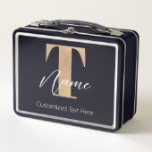 Modernes Mit Monogramm T & Name Personalisiert Metall Brotdose (Vorderseite)