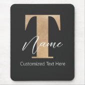 Modernes Mit Monogramm T & Name Personalisiert Mousepad (Vorne)