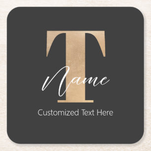 Modernes Mit Monogramm T & Name Personalisiert Rechteckiger Pappuntersetzer