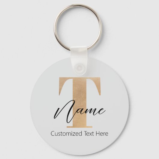 Modernes Mit Monogramm T & Name Personalisiert Schlüsselanhänger (Vorderseite)