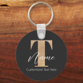 Modernes Mit Monogramm T & Name Personalisiert Schlüsselanhänger (Rückseite)