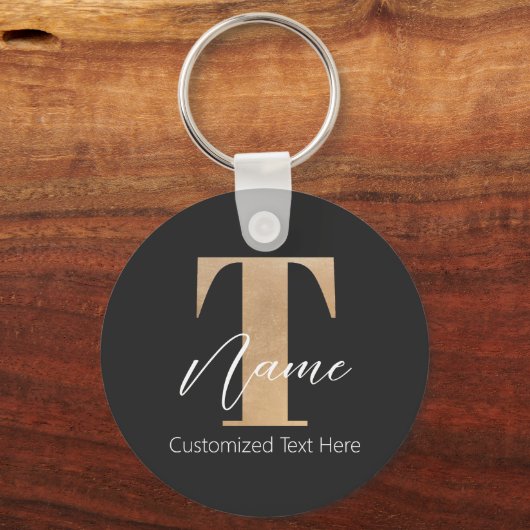 Modernes Mit Monogramm T & Name Personalisiert Schlüsselanhänger (Rückseite)