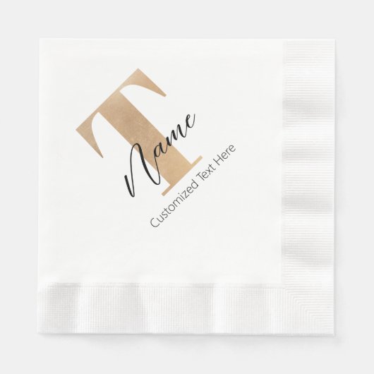 Modernes Mit Monogramm T & Name Personalisiert Serviette (Vorderseite)