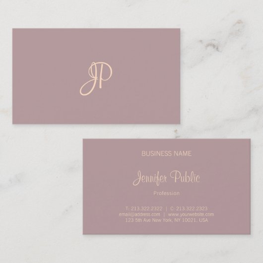 Modernes Mit Monogramm Template mit Kalligraphie Visitenkarte (Vorne/Hinten)