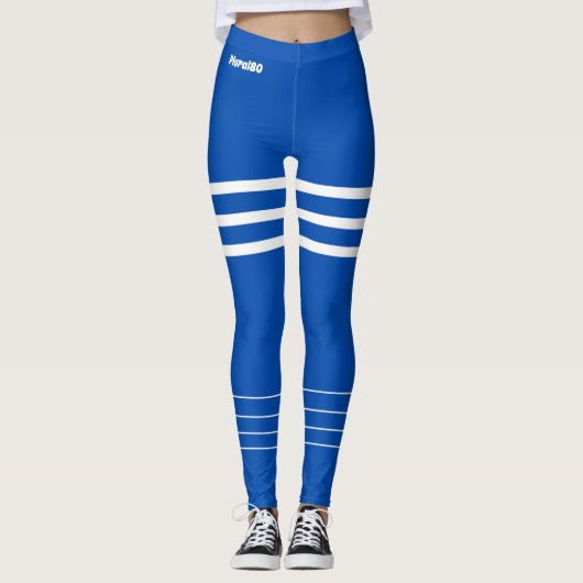 Modernes mit Monogramm Training in Blau Leggings (Vorderseite)