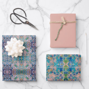 Modernes, mit Sangria-Farben Abstrakt Geschenkpapier Set