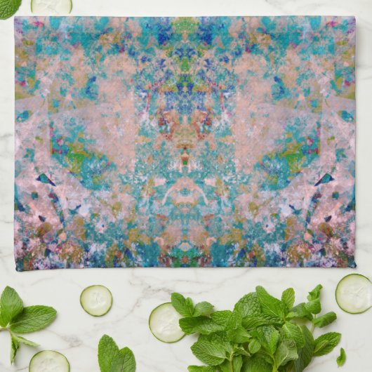 Modernes, mit Sangria-Farben Abstrakt Geschirrtuch (Gefaltet)