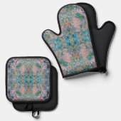 Modernes, mit Sangria-Farben Abstrakt Ofenhandschuh & Topflappen-Set (Vorderseite/Rückseite)