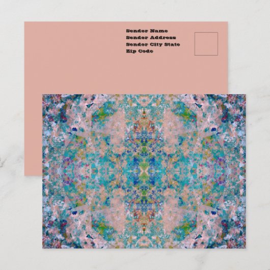 Modernes, mit Sangria-Farben Abstrakt Postkarte (Vorne/Hinten)