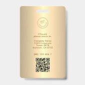 Modernes Mitarbeiter Berufliches ID-Foto Gold QR Ausweis (Rückseite)