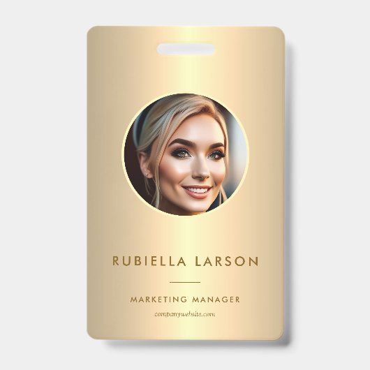 Modernes Mitarbeiter Berufliches ID-Foto Gold QR Ausweis (Vorderseite)