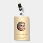 Modernes Mitarbeiter Berufliches ID-Foto Gold QR Ausweis (Vorderseite mit Clip)