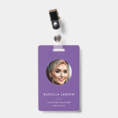 Modernes Mitarbeiter Berufliches ID-Foto Lila QR Ausweis (Vorderseite mit Clip)