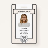 Modernes Mitarbeiter-ID-Abzeichen-Foto mit Logo-QR Ausweis (Vorderseite)