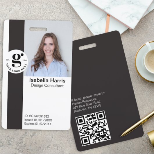 Modernes Mitarbeiter-ID-Abzeichen mit Foto- und QR Ausweis