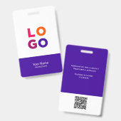 Modernes Mitarbeiter-Logo, Foto, QR-Code, Name Ind Ausweis (Vorder- & Rückseite)