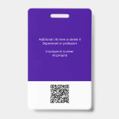 Modernes Mitarbeiter-Logo, Foto, QR-Code, Name Ind Ausweis (Rückseite)
