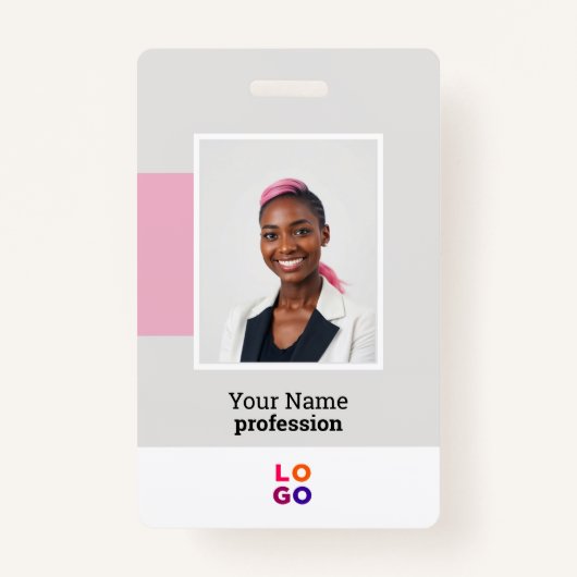 Modernes Mitarbeiterlogo, Foto, Qr-Code, Name Ausweis (Vorderseite)