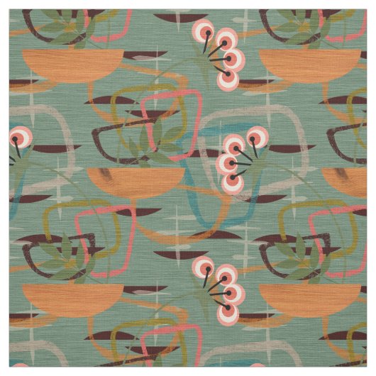 Modernes Mittelalter | Blume im Fünfzigerstil Stoff (Muster)