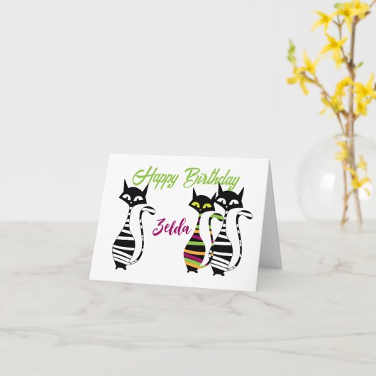 Modernes Mittelalter Katzen bearbeiten Text Karte (Gelbe Blume)