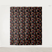 Modernes Mittelalter | Schwarz, Imitat Holz | Atom Wandteppich (Vorderseite)