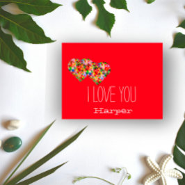 Modernes Mittelrot in Liebe Feiertagspostkarte