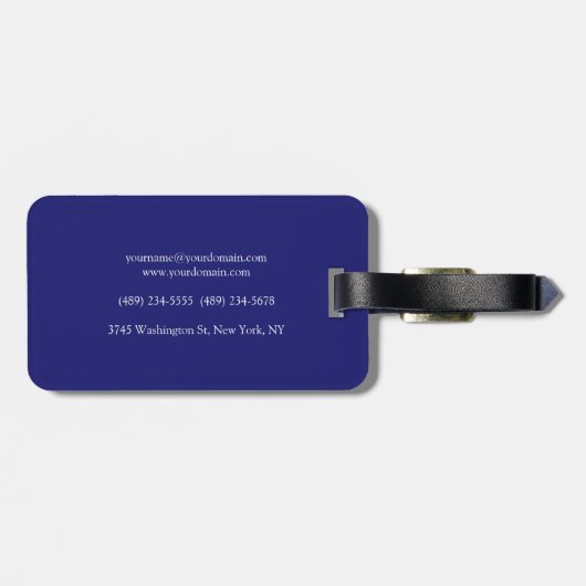 Modernes Mitternachtsblau Schlicht einzigartig Gepäckanhänger (Rückseite horizontal)
