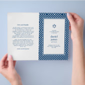 Modernes Mitzvah gefaltetes Papierprogramm, Navybl Flyer (Hand)